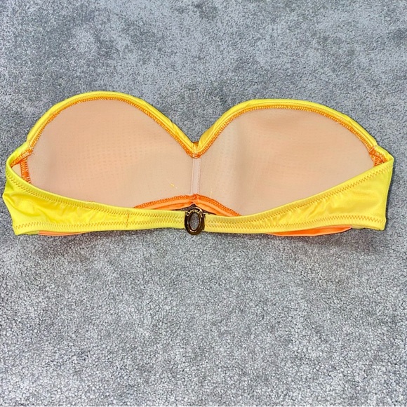 36 AUTH VTG Christian Dior Yellow Orange Ombre Sunset Bandeau Bikini Swimsuit - Picture 9 of 15